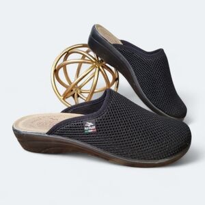Fly Flot Black Mesh Mules Anatomic Slipper Nero Size 39